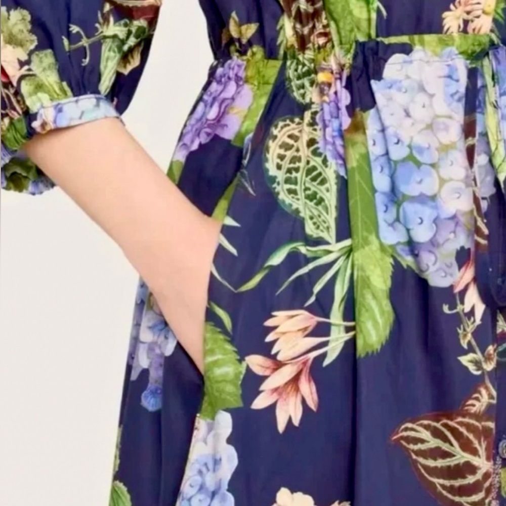 Cara Cara Floral Print Midi Length Cotton Dress NWOT - Picture 6 of 8